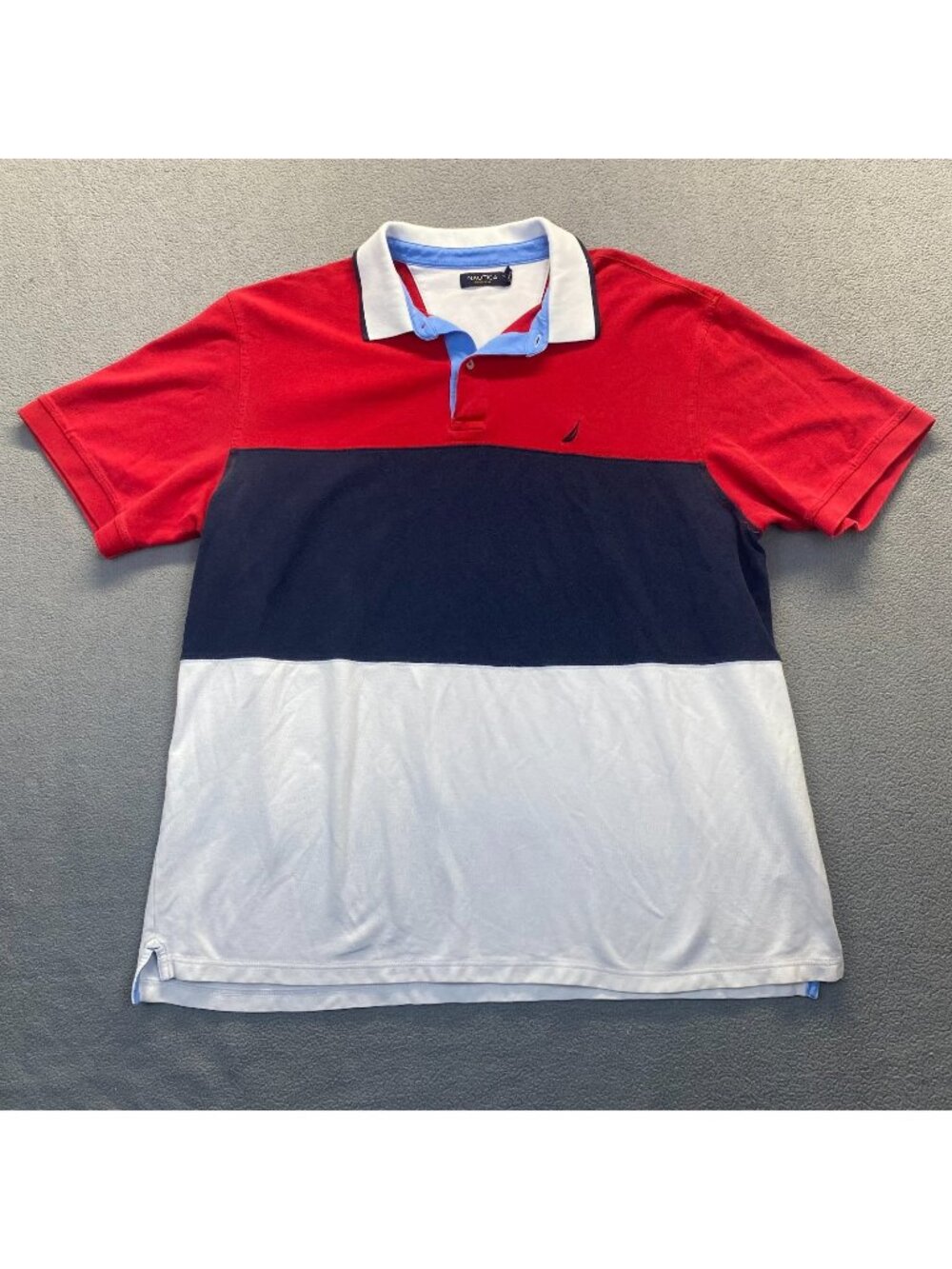 Vtg Nautica Polo Shirt Size XXL Color Block Embroidered Collared Cotton Mens